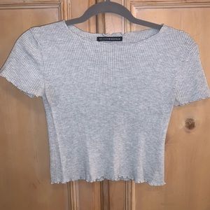 Brandy Melville Grey Ribbed T-Shirt